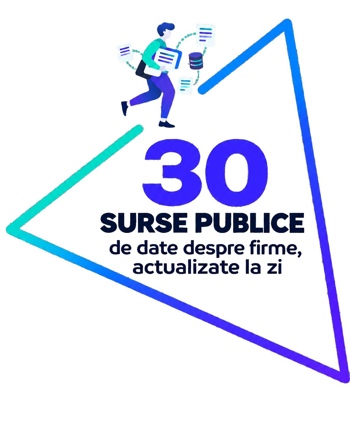 Ilustrație StatusFirma: 30 de surse publice de date despre firme, reprezentate prin documente și baze de date conectate